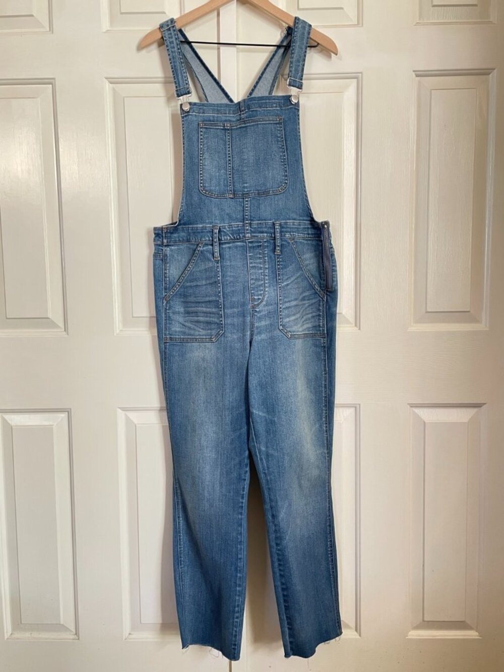 Madewell Skinny Overalls Kemp Wash Raw Hem Denim XL H5926